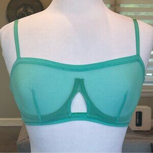NWT We are HAH Free People Bra Fits 30-38C Teal Mesh Sheer 30C 32C 34C 36C 38C